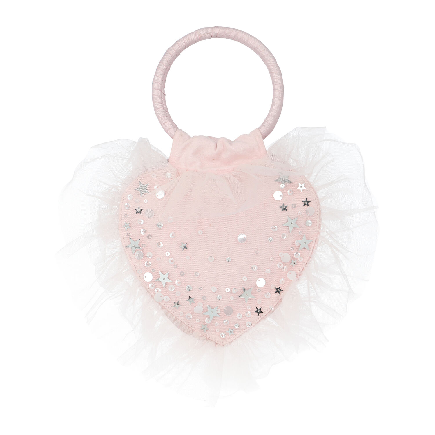 Girls Pink Heart Embellished Handbag, 1, hi-res